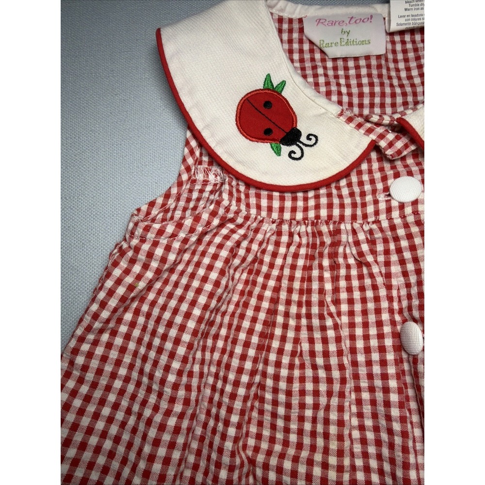 Vintage Y2K Ladybug Seersucker Dress Size 4t Rare Too By Rare Editions - Picture 6 of 16